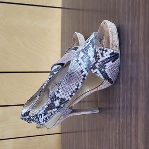 NINE WEST | Snake Skin Cork Herls | size 8.5